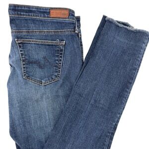 AG Adriano Goldschmied The Stilt Cigarette Jeans Women 29R Blue Raw Hem Stretchy